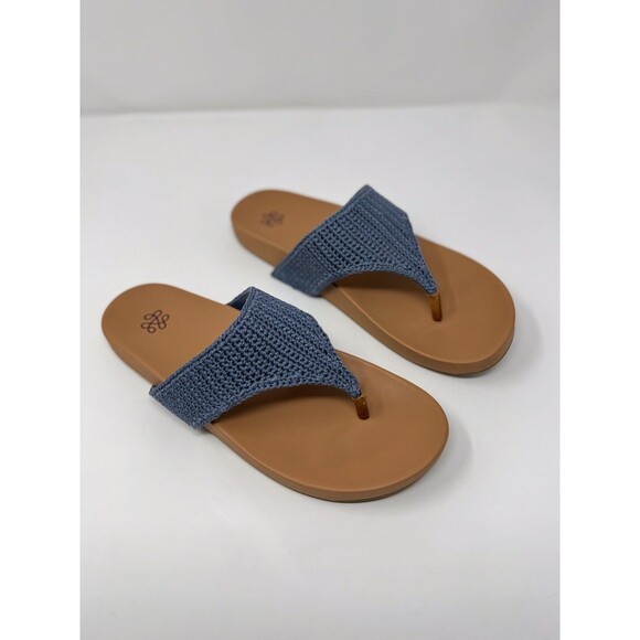 The Sak Womens Sandals Blue Shana Thong Crochet Flat Slide Slip On Boho US 8 - Picture 2 of 6
